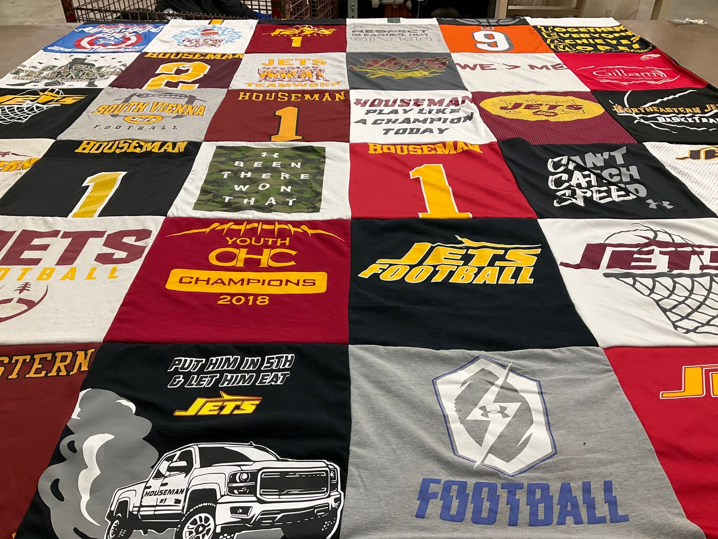 T-shirt quilt featuring jets football team by Jamie  from OH