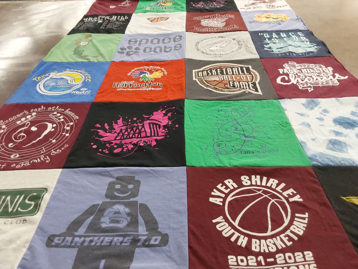 T-shirt quilt featuring ayer shirley youth basketball by Michelle from MA