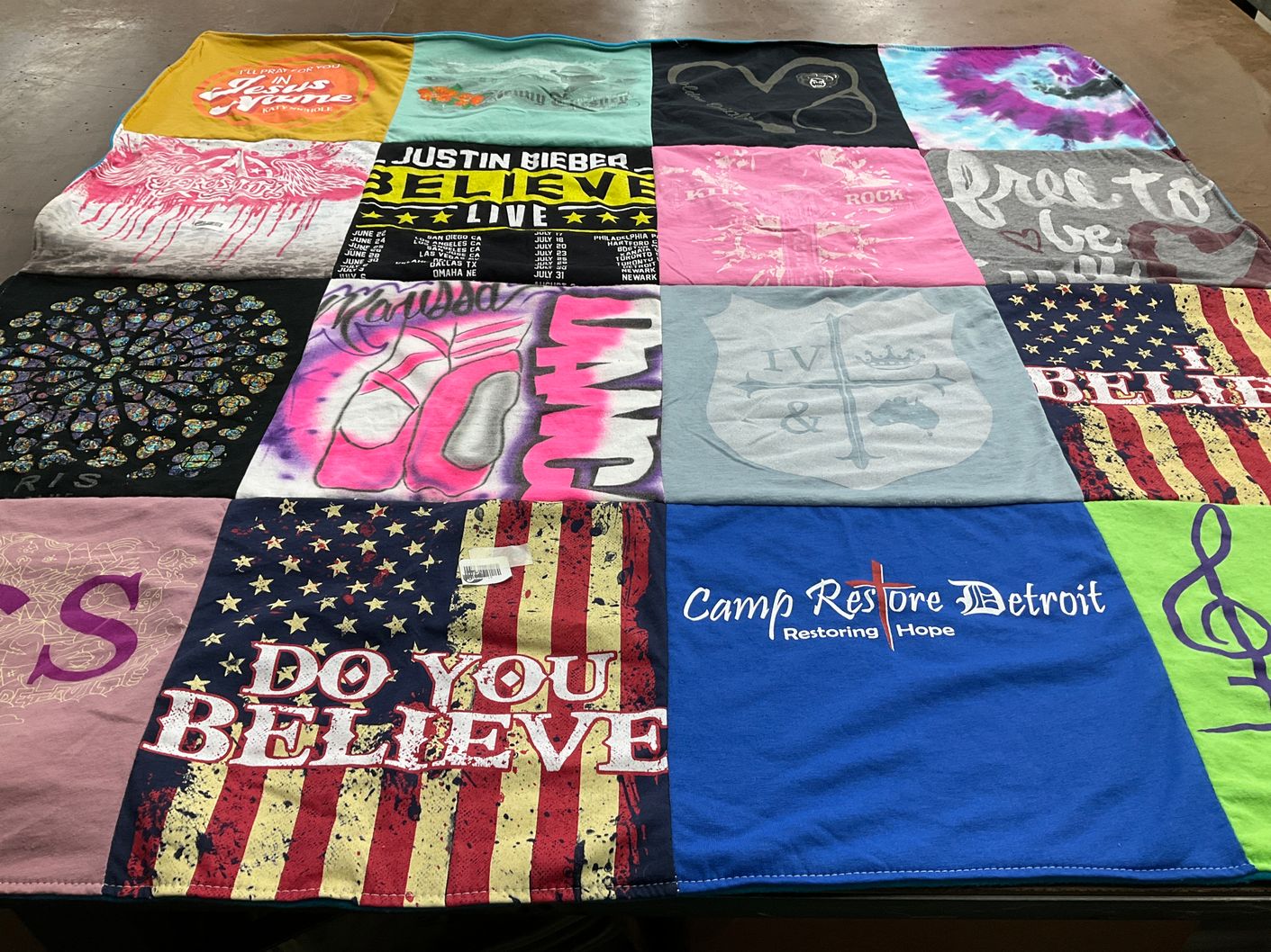 T-shirt quilt with music, faith themes by Lisa  from MI