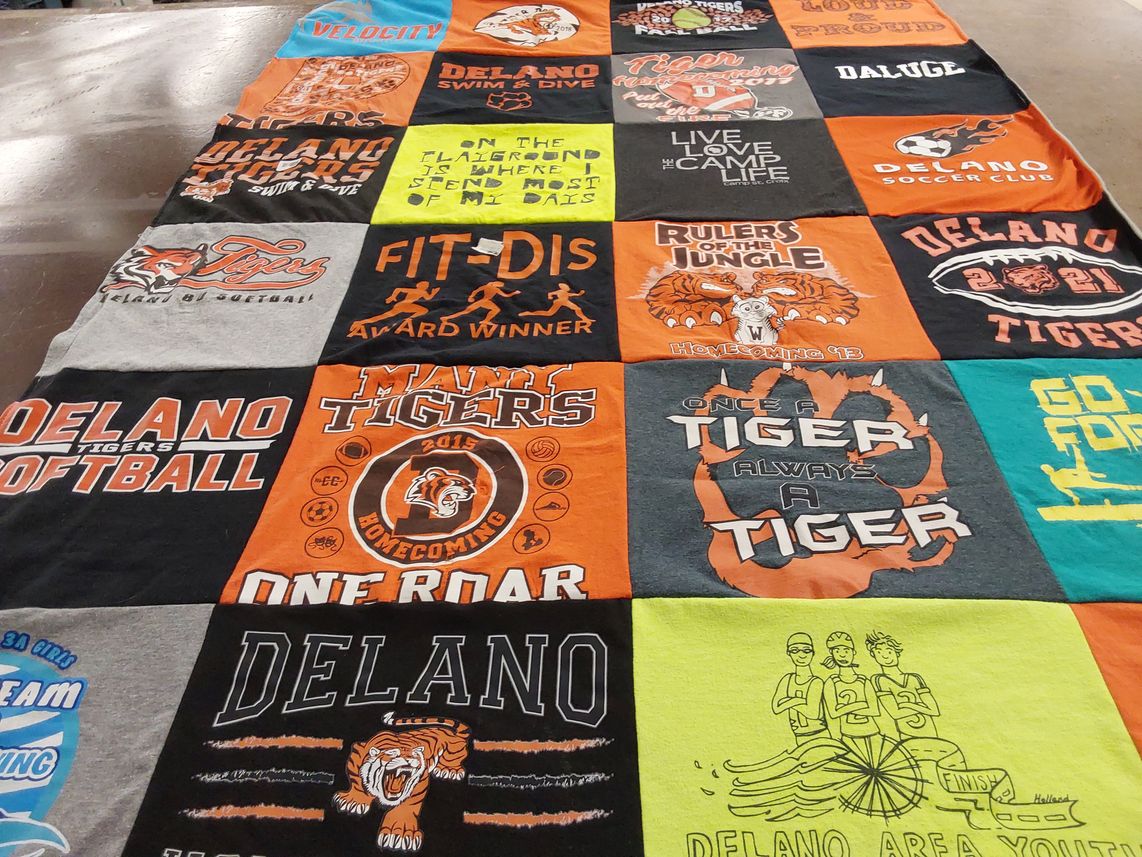 T-shirt quilt featuring delano tigers football by Suzanne from MN