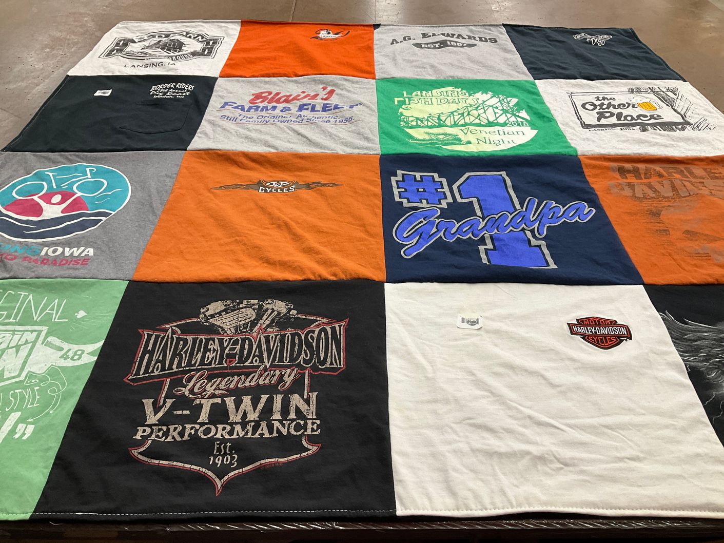 T-shirt quilt with motorcycles themes by Tura from IA