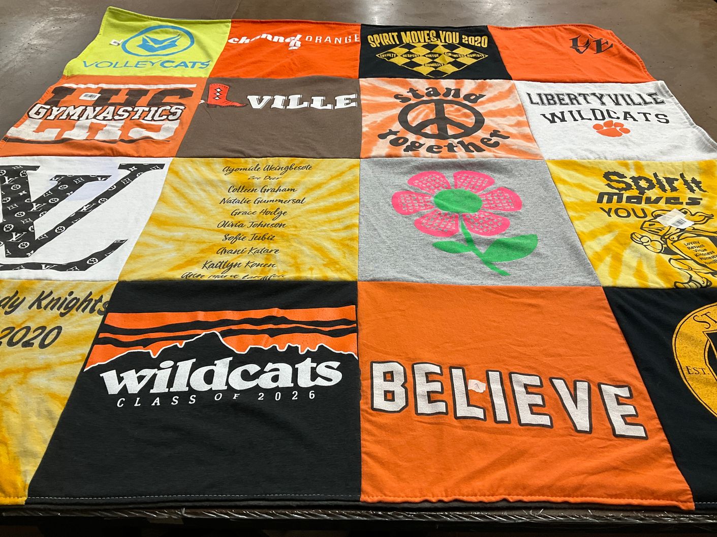 T-shirt quilt featuring libertyville wildcats by Lynsay from IL
