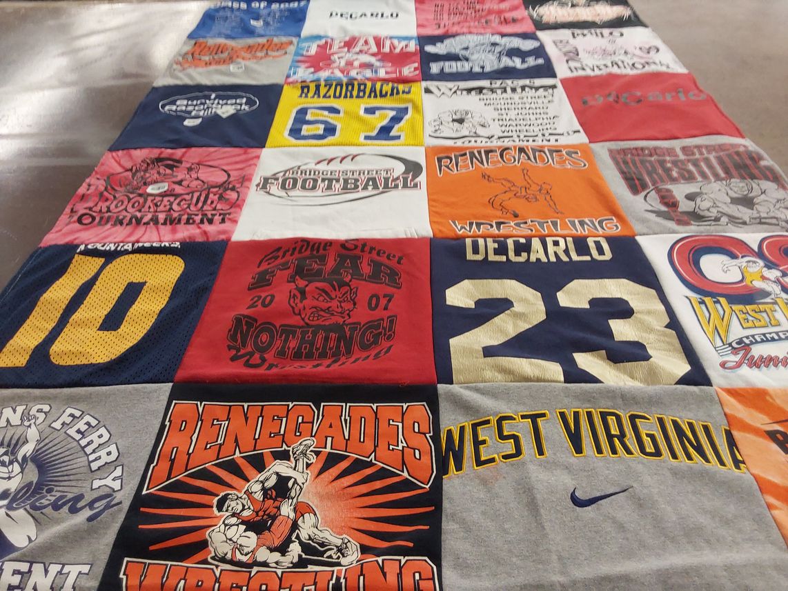 T-shirt quilt from west virginia university by Stacey from WV