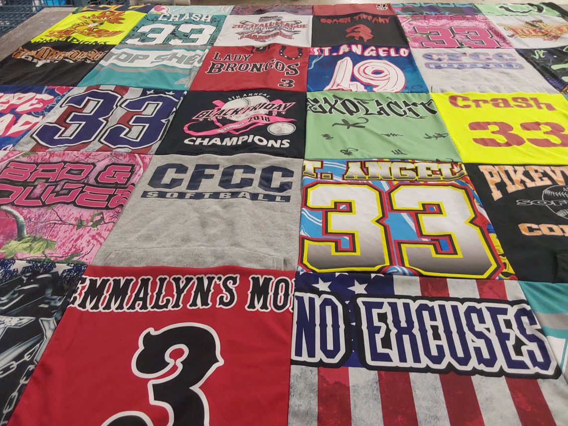 T-shirt quilt featuring lady broncos, pikeville college by Tiffany from FL