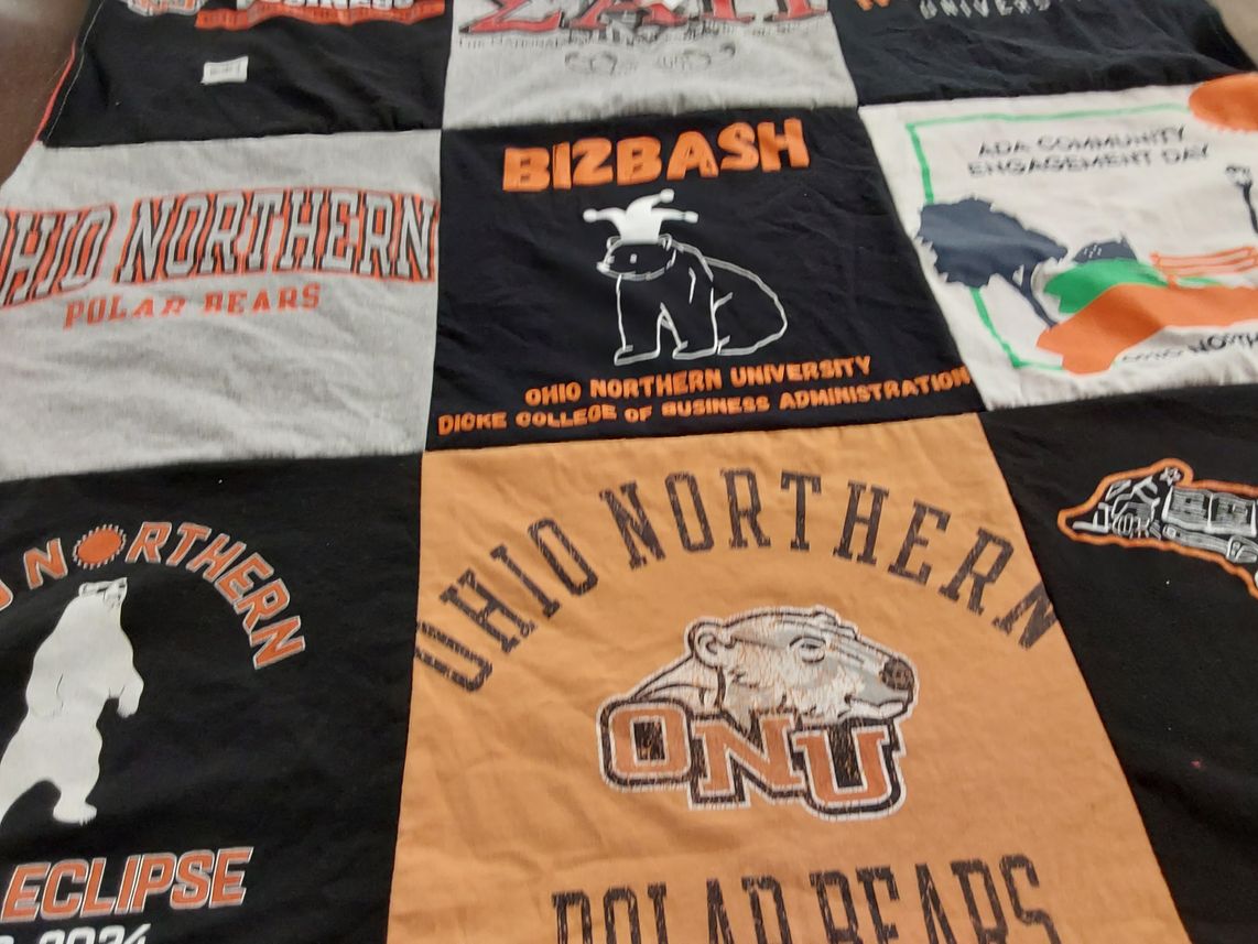 T-shirt quilt featuring ohio northern university polar bears by Carolyn from OH