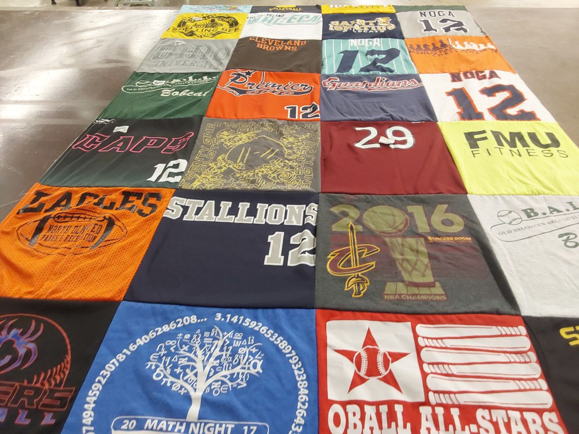 T-shirt quilt featuring cleveland cavaliers, north olmsted eagles by Allison from OH