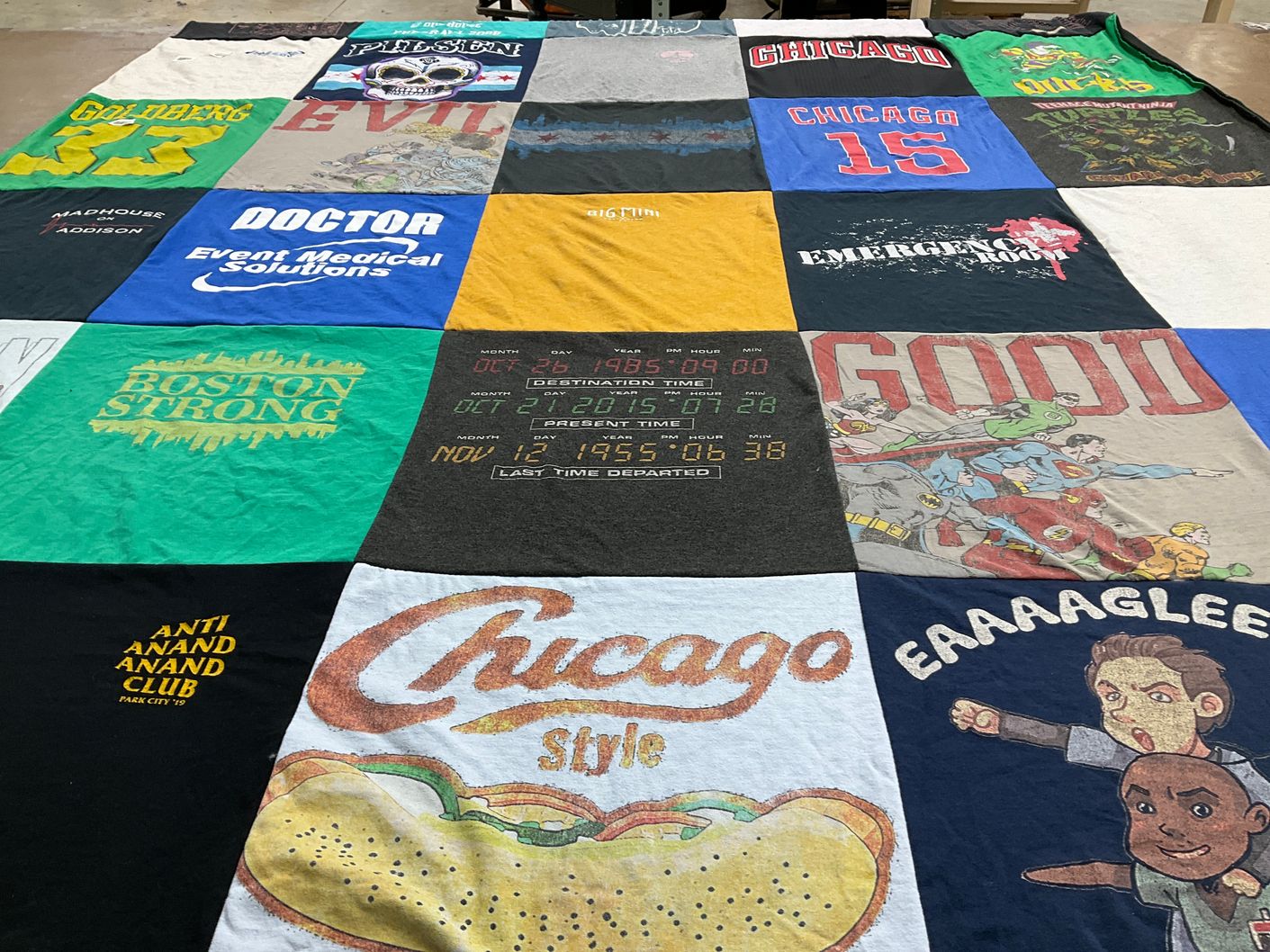 T-shirt quilt with chicago, medical themes by Ashray from IL
