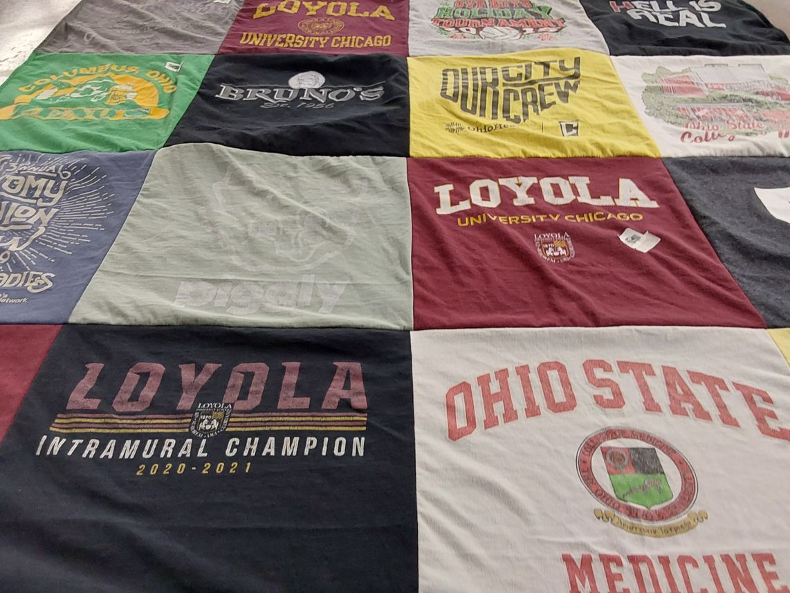 T-shirt quilt from loyola university chicago, ohio state university by Melissa from OH