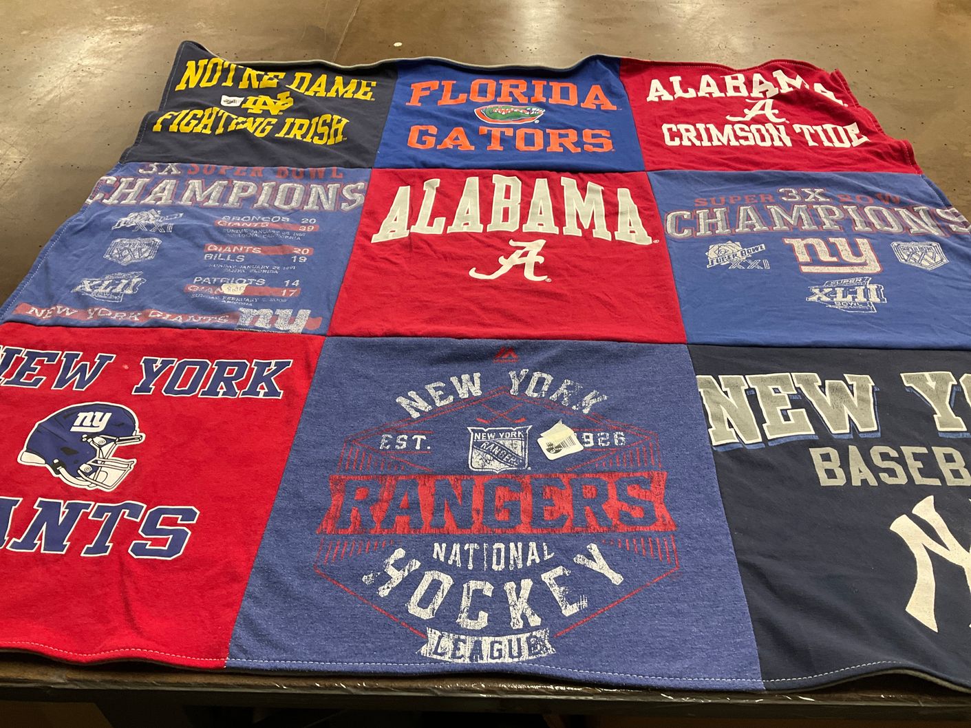 T-shirt quilt featuring new york giants, new york rangers by Jennifer from PA