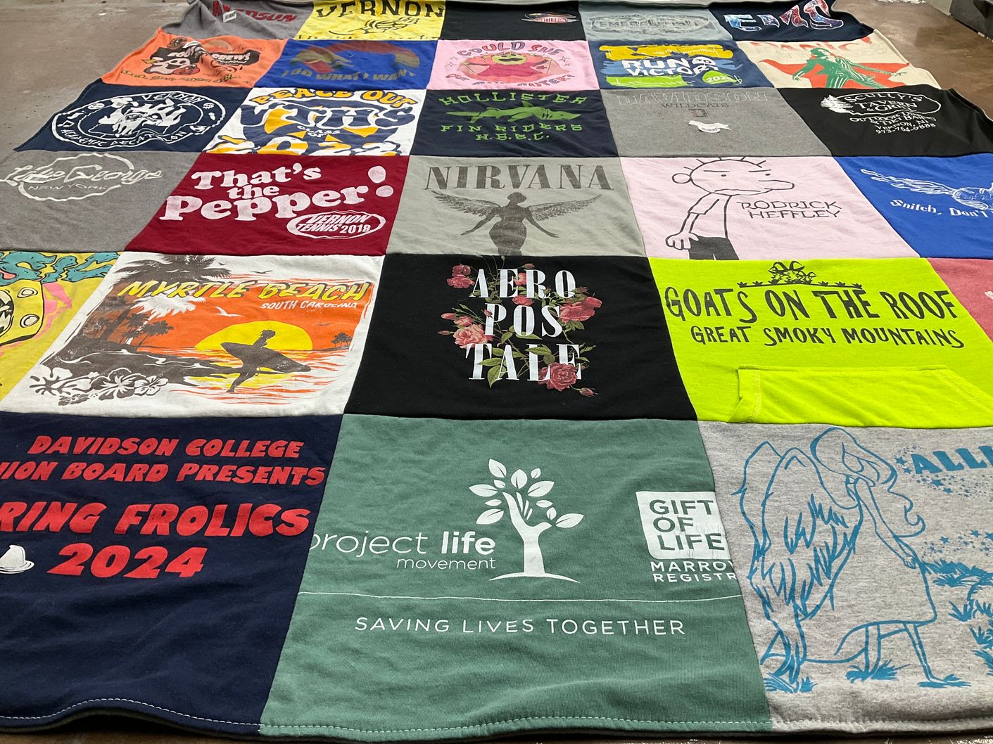 T-shirt quilt from davidson college by Laura from NC