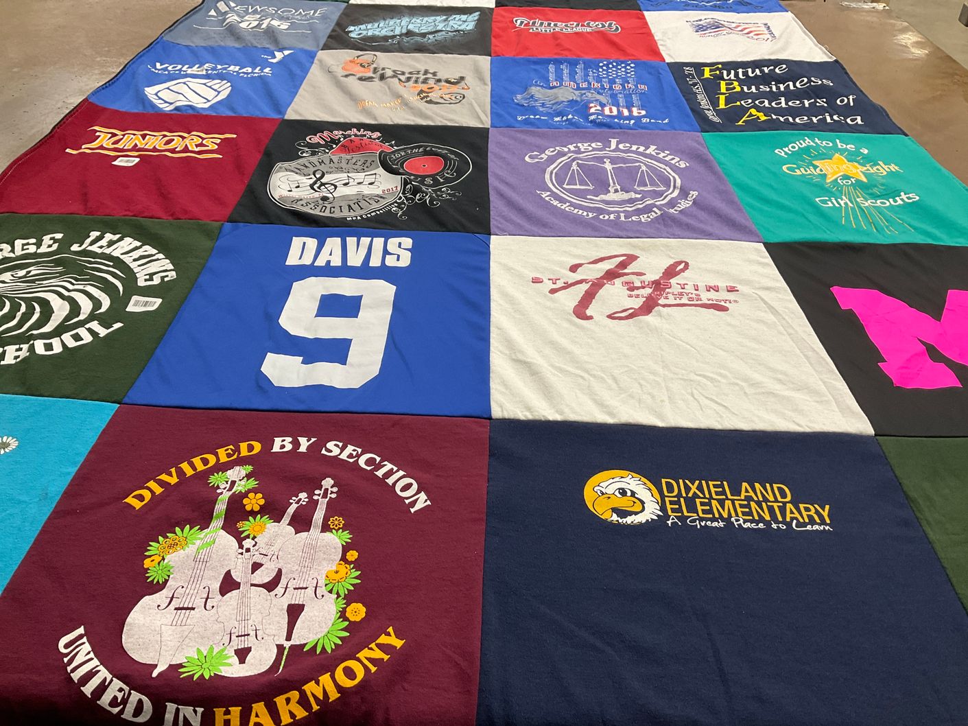 T-shirt quilt from george jenkins high school, dixieland elementary school by Jillian from FL
