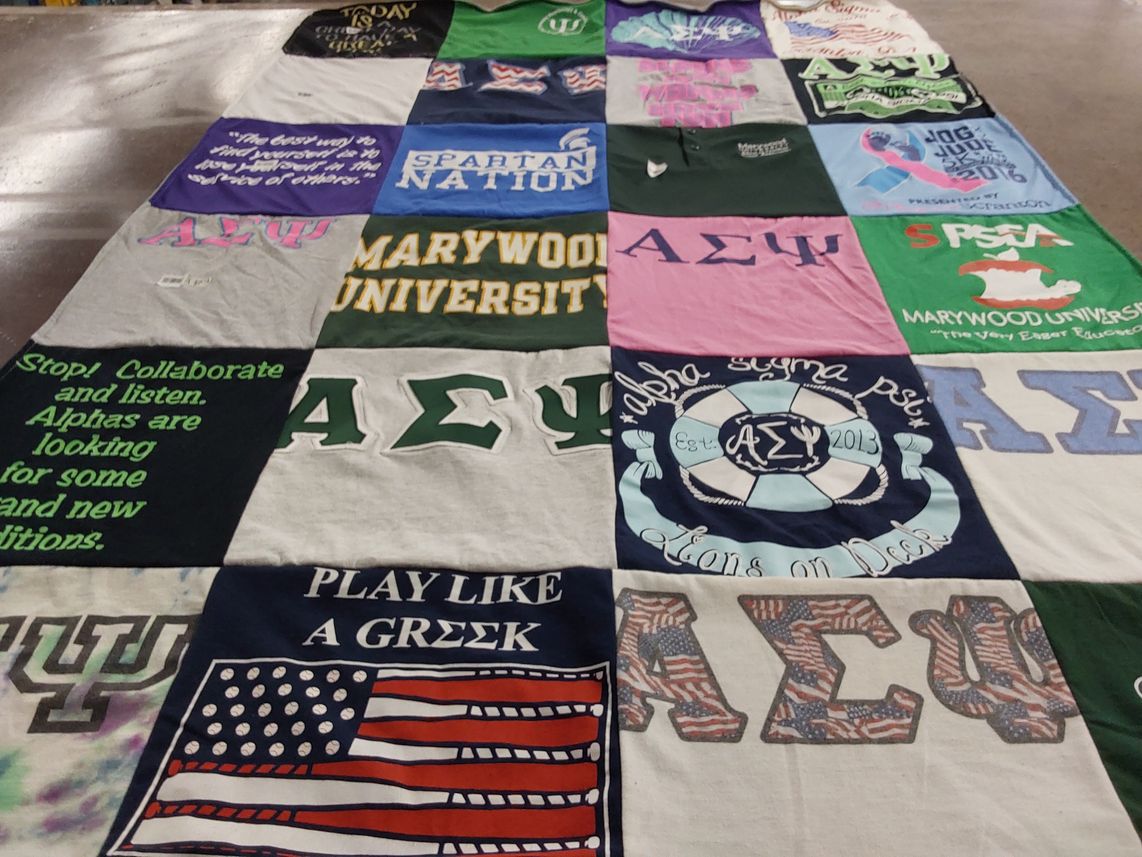 T-shirt quilt from marywood university by Carol from NY