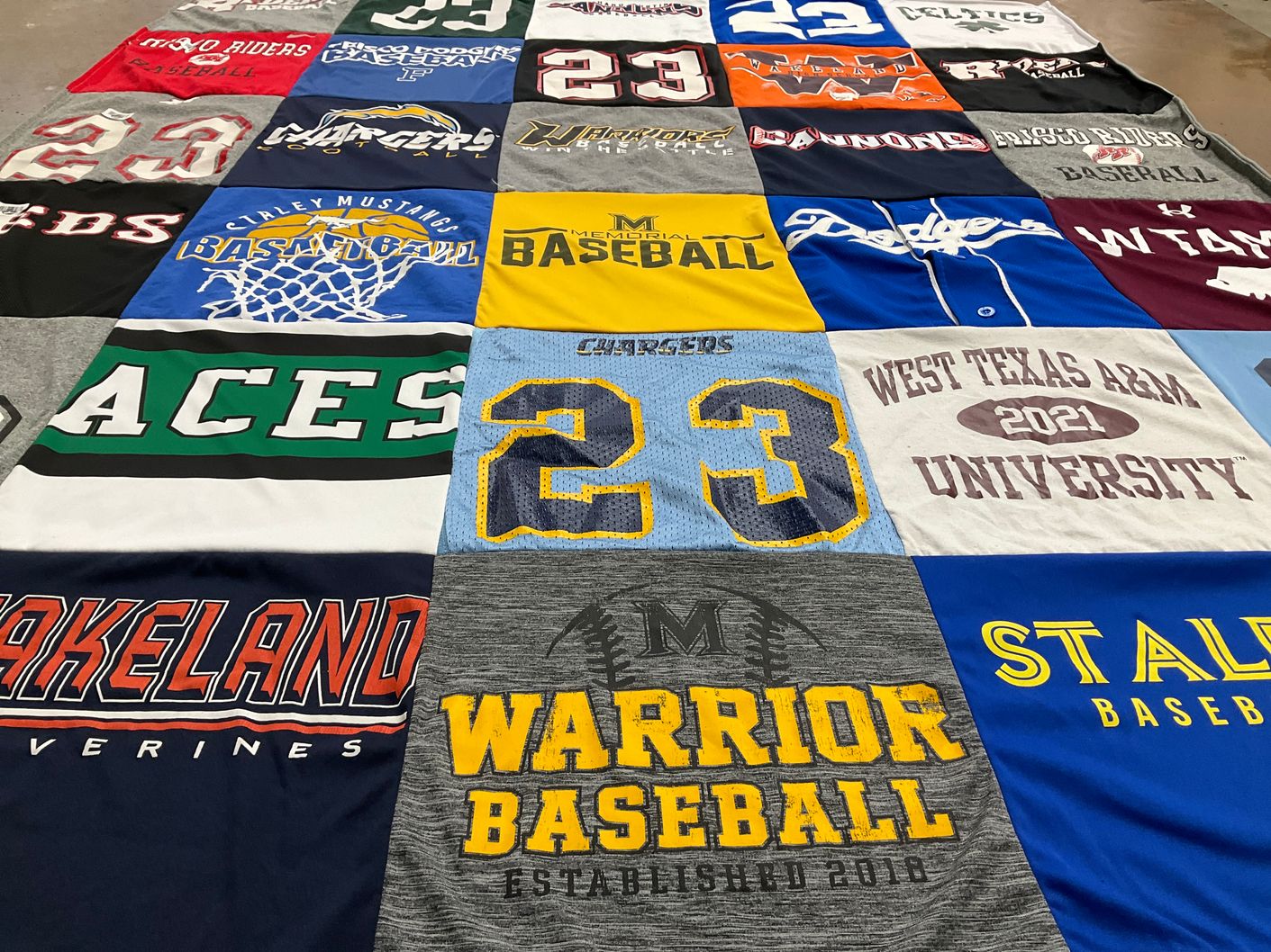 T-shirt quilt featuring chargers, mustangs by Suzanne from TX
