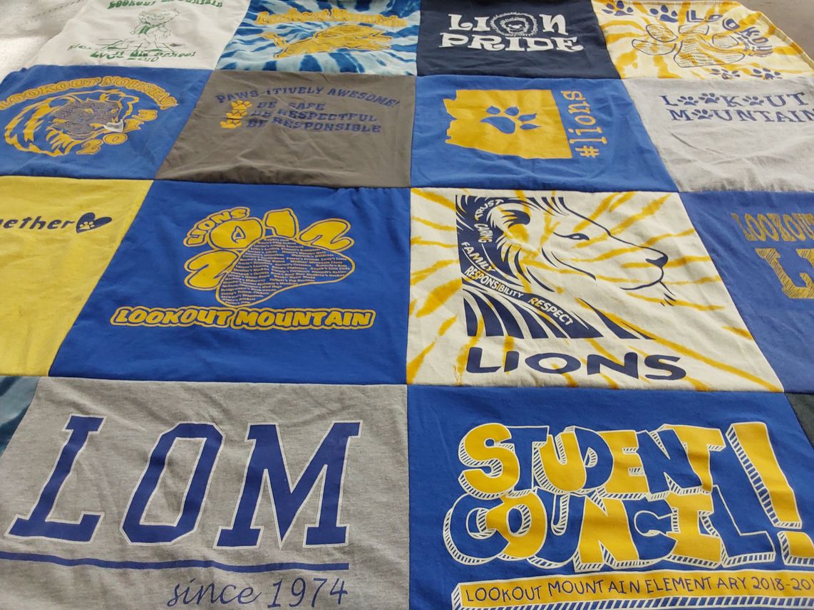 T-shirt quilt featuring lookout mountain lions by Crystal from AZ