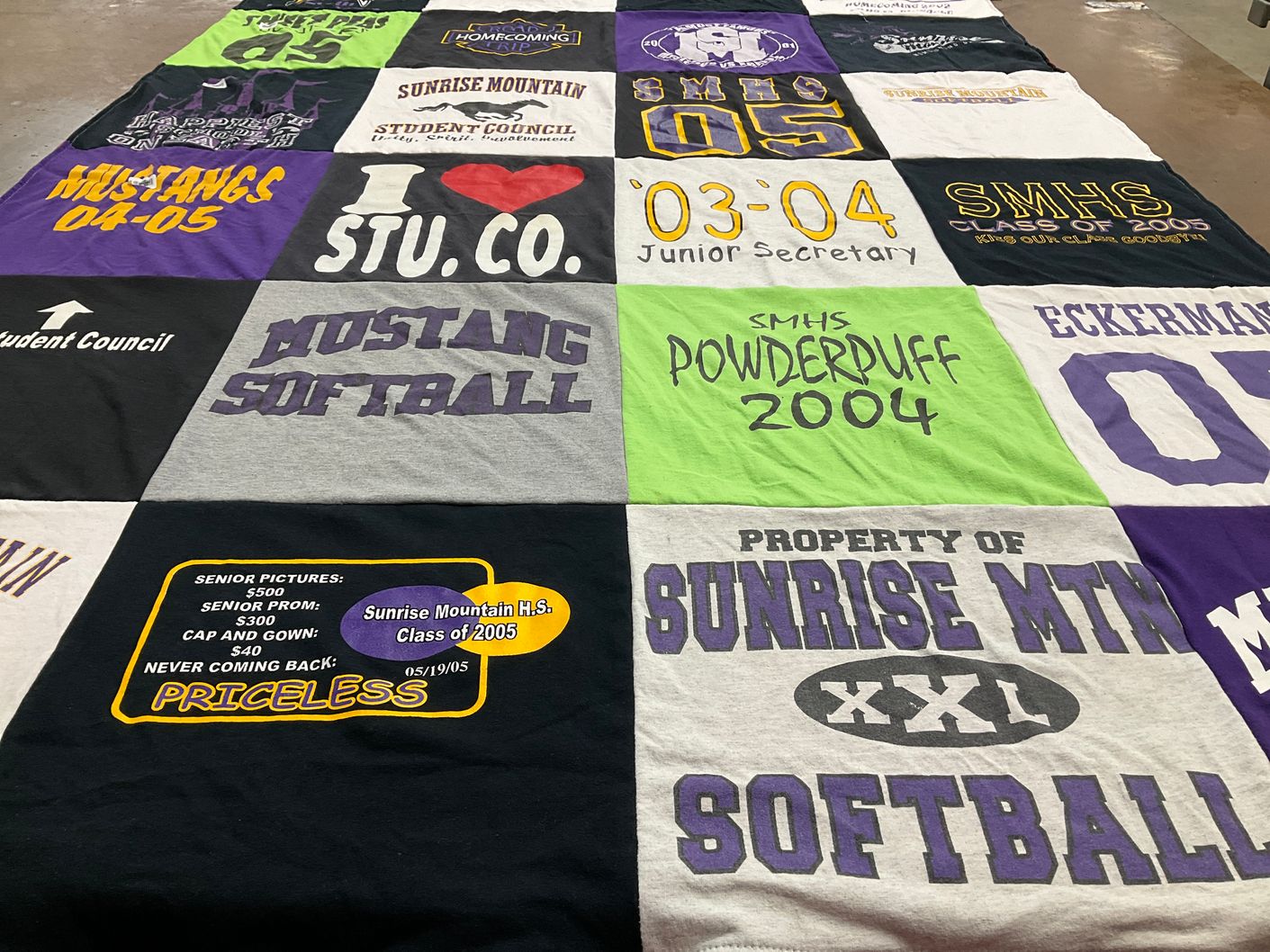 T-shirt quilt from sunrise mountain high school by Denise from AZ
