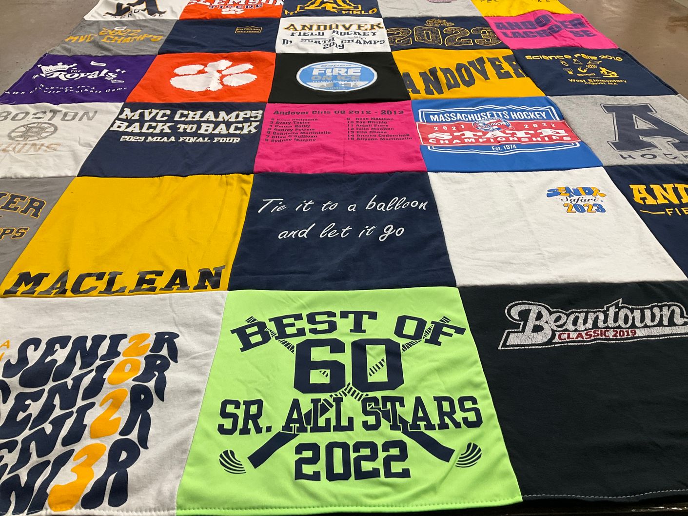 T-shirt quilt from andover high school by Elaina from MA