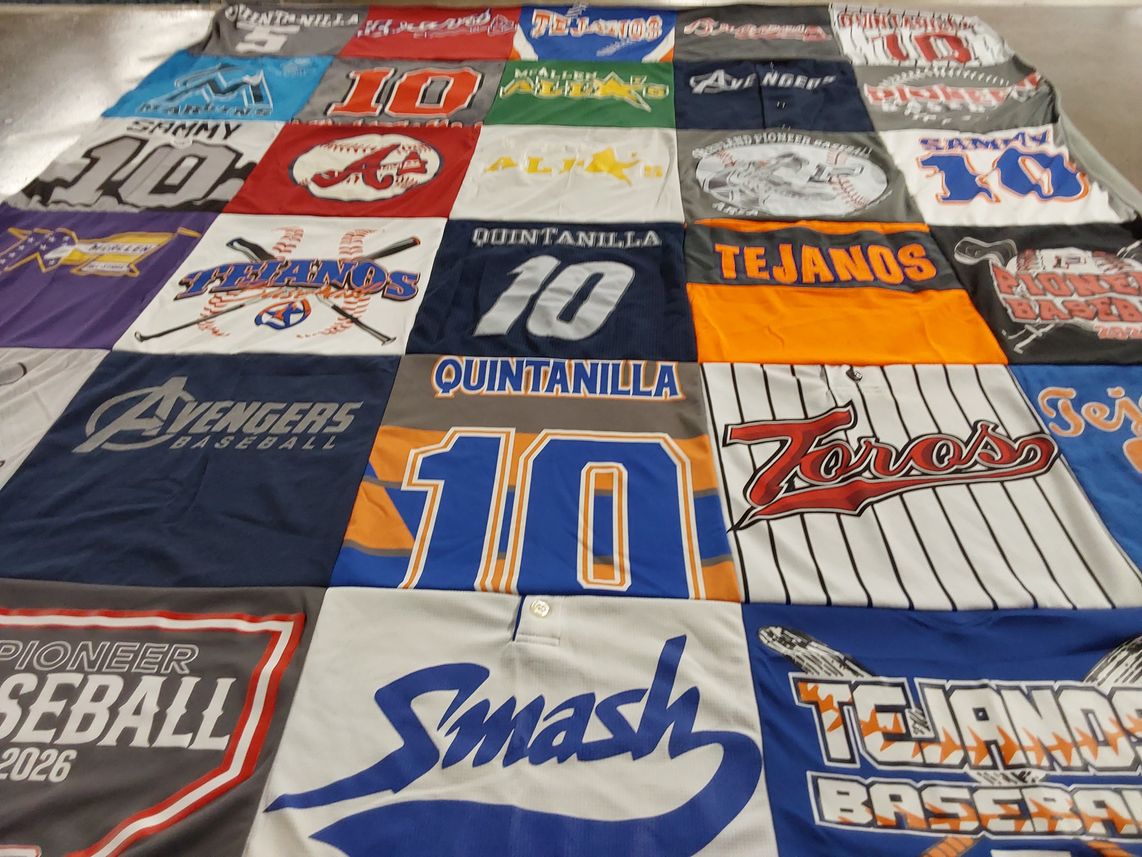 T-shirt quilt featuring avengers baseball, tejanos baseball by Lisa from TX