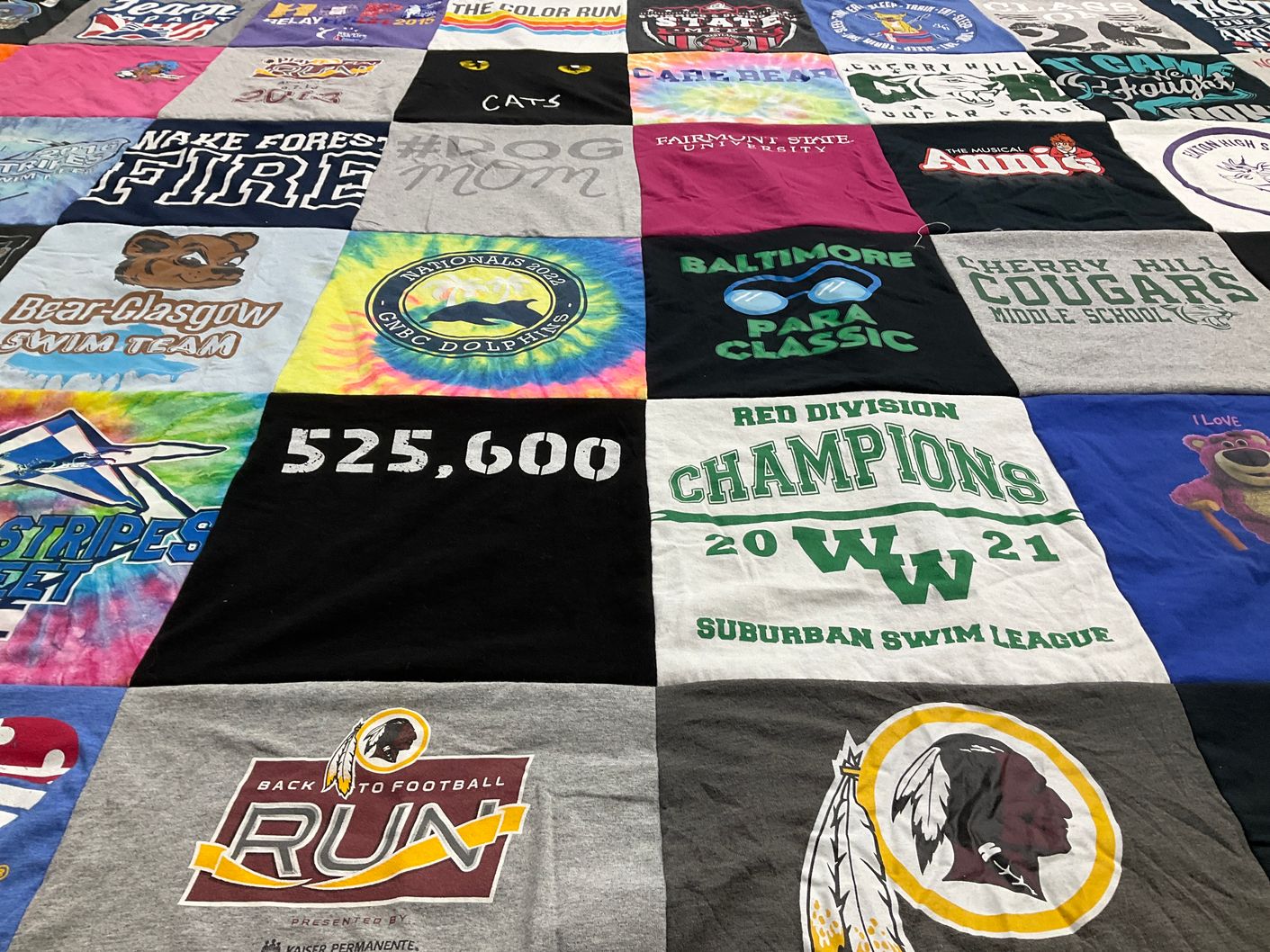 T-shirt quilt featuring bear-glasgow swim team, cherry hill cougars middle school by Victoria from MD