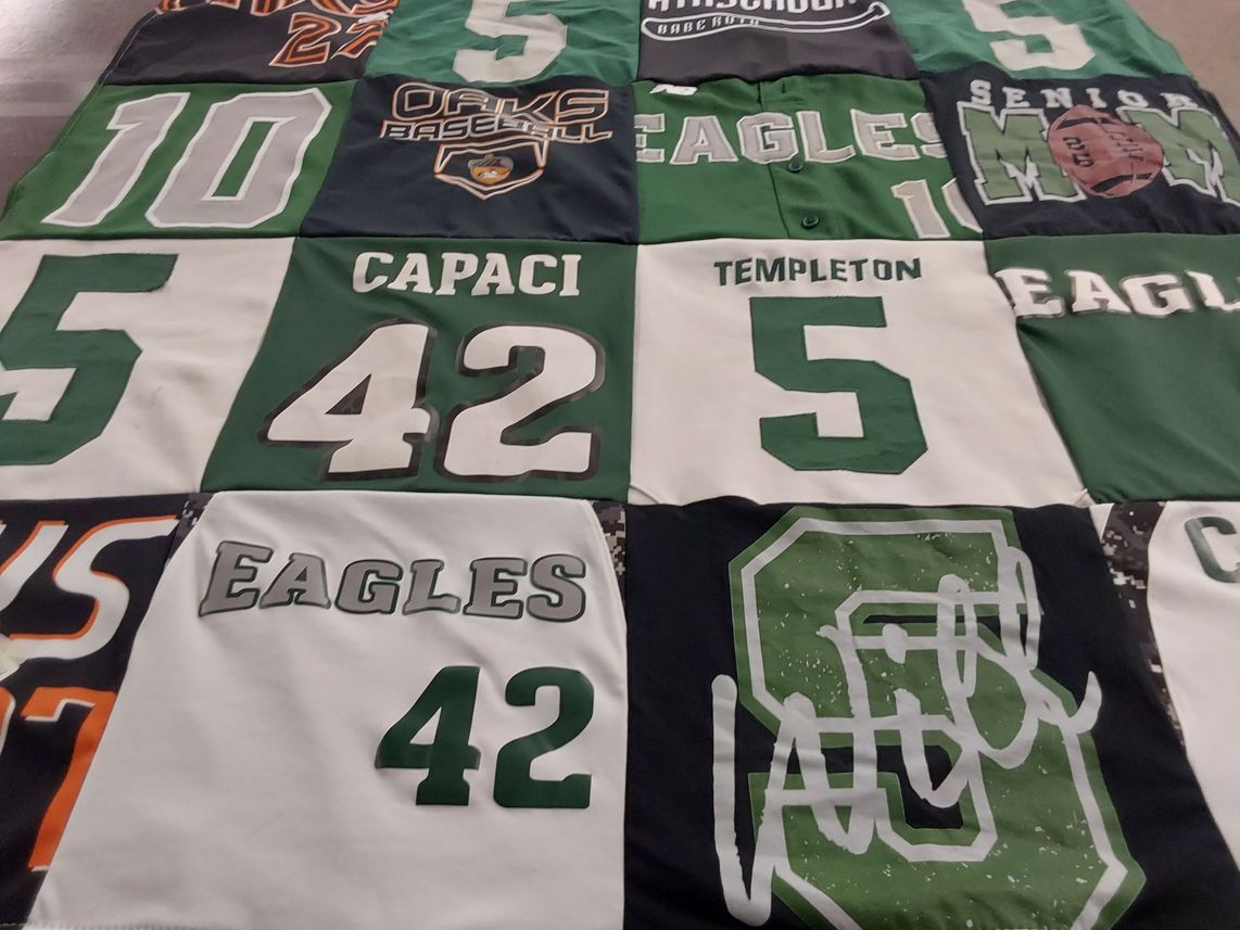T-shirt quilt featuring templeton eagles by Colleen from CA
