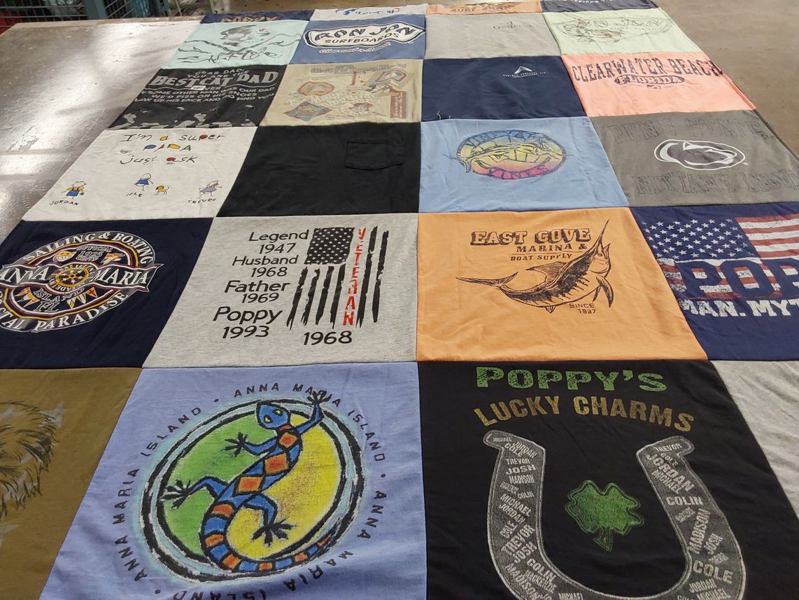 T-shirt quilt with boating, fishing themes by Andrea from PA