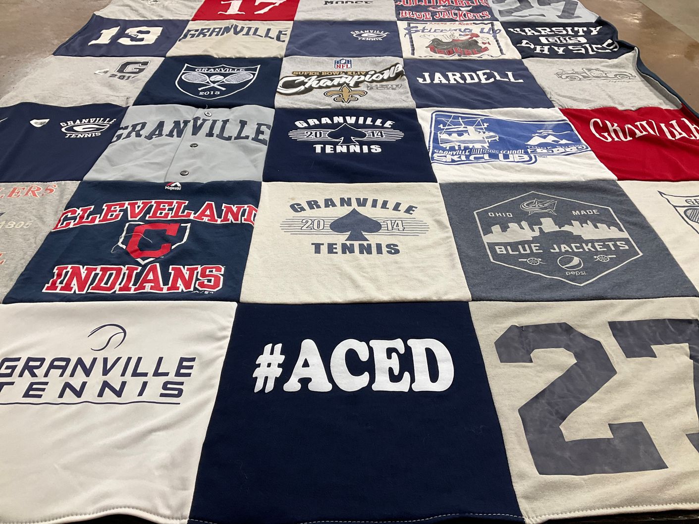 T-shirt quilt featuring cleveland indians, columbus blue jackets by Matthew from MI