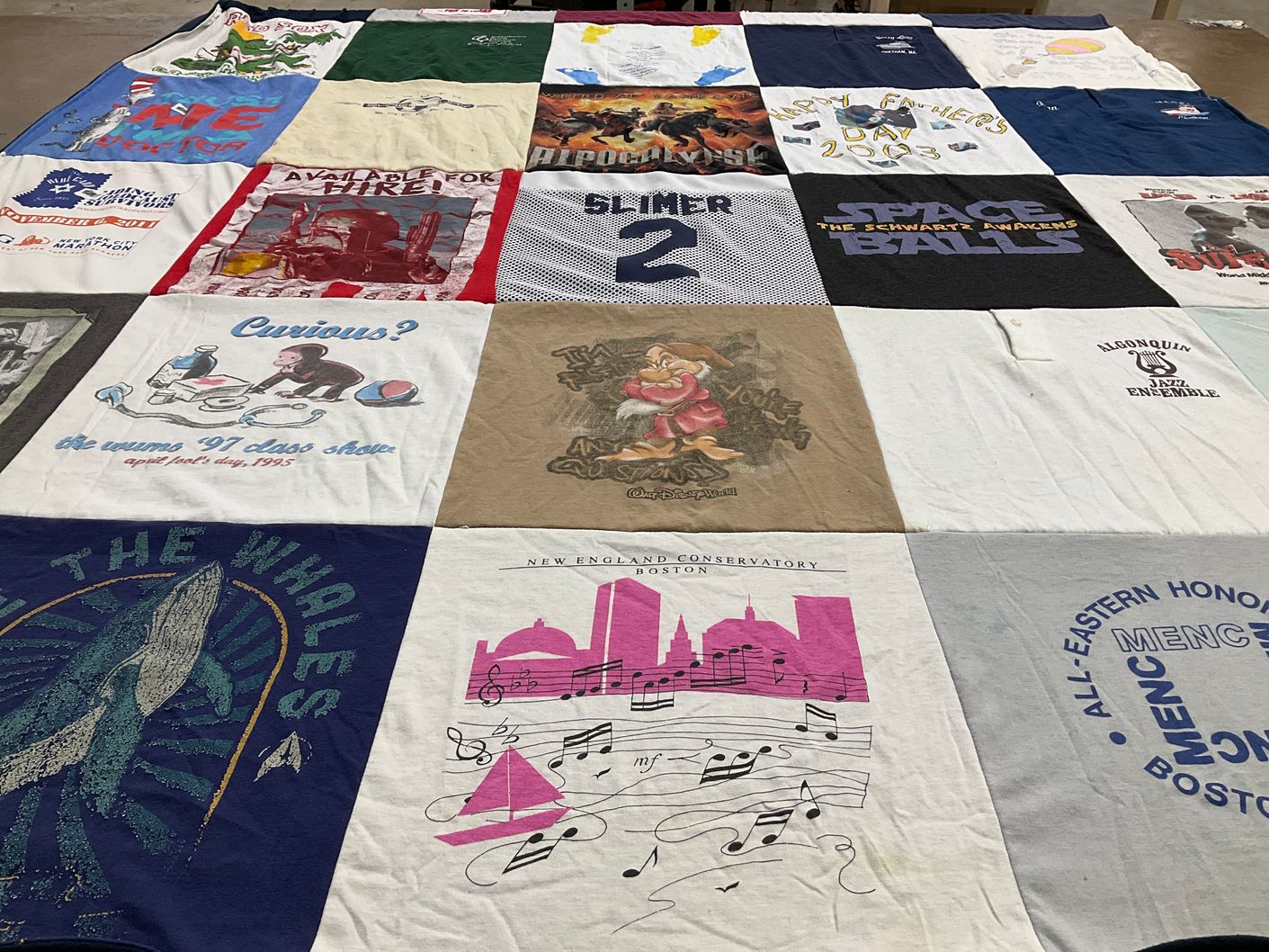 T-shirt quilt from new england conservatory of music by Daniel from IL