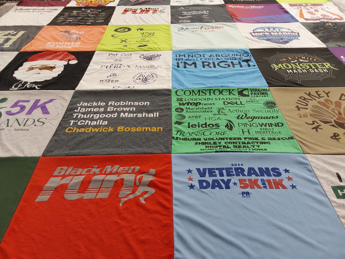 T-shirt quilt with running, charity events themes by Desmond from VA