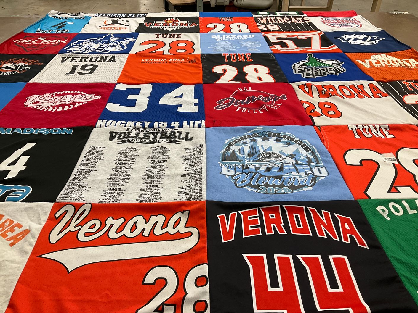T-shirt quilt featuring verona area wildcats by Stacy from WI