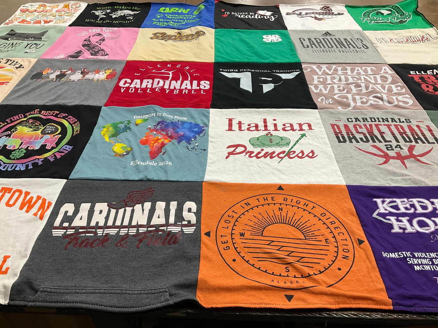 T-shirt quilt featuring cardinals basketball, cardinals volleyball by Angela from ND