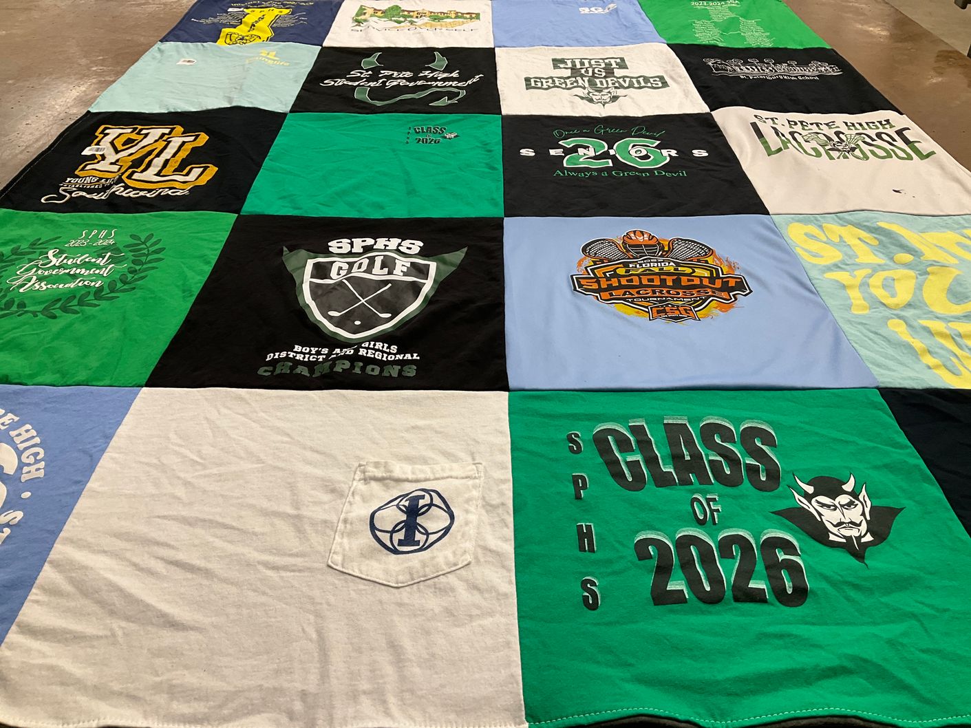 T-shirt quilt featuring st. pete high lacrosse by Andrea from FL