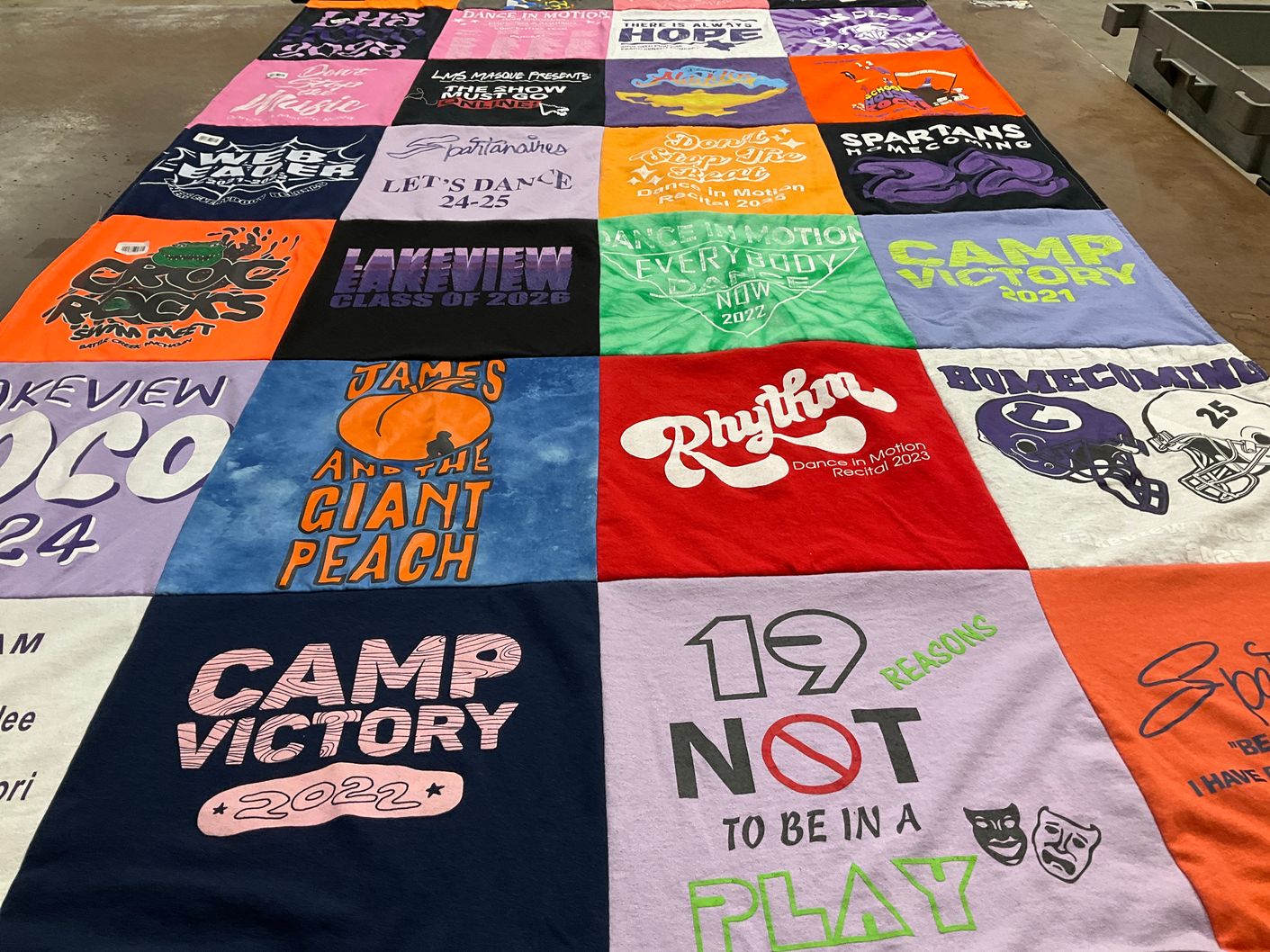 T-shirt quilt from lakeview high school by Crista from MI