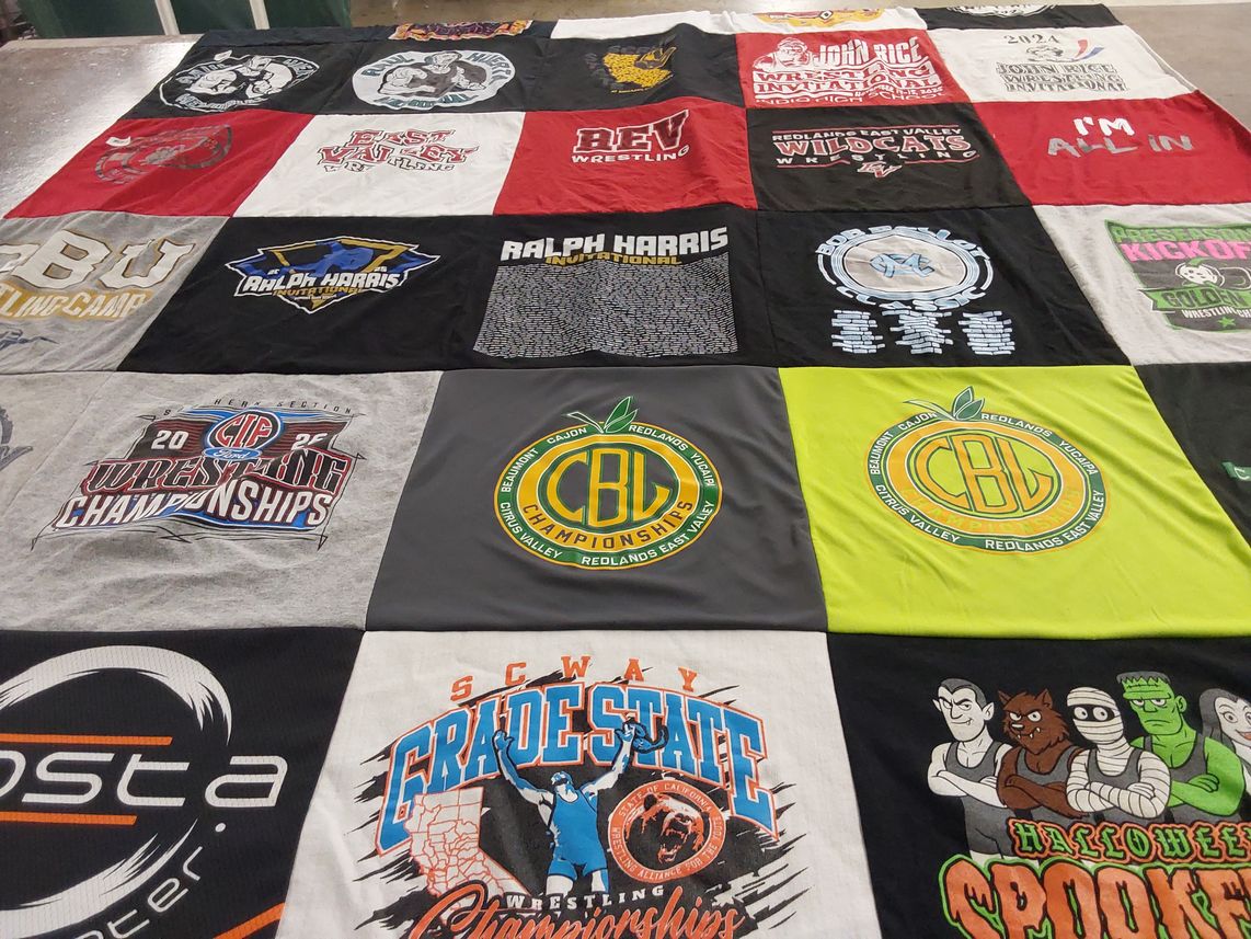 T-shirt quilt featuring redlands east valley wildcats by Jennifer from CA