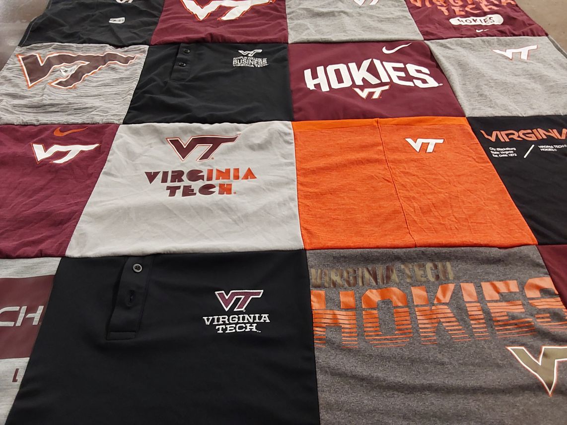 T-shirt quilt featuring virginia tech hokies by Phil from MI