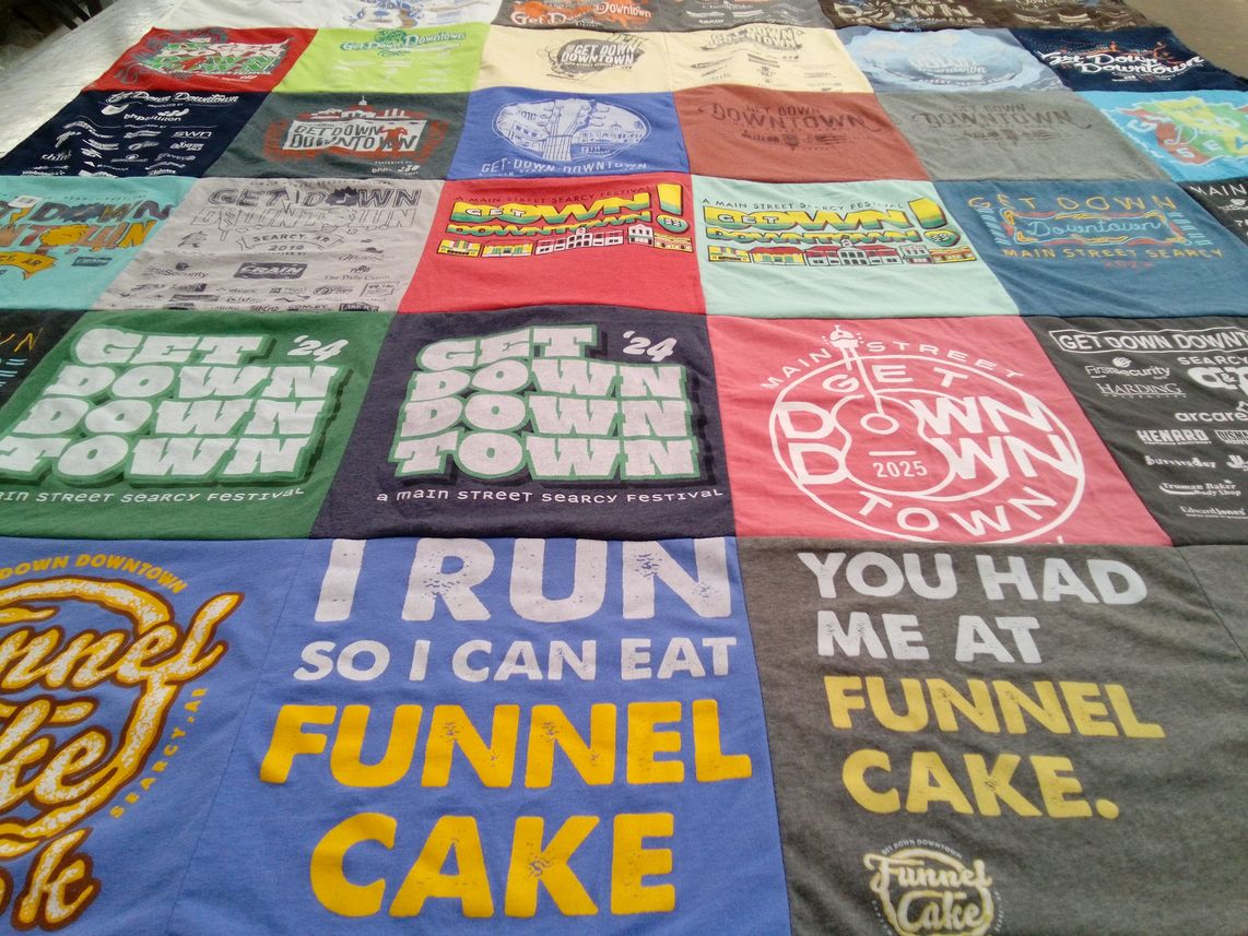 T-shirt quilt with fairs, festivals themes by Denise from AR