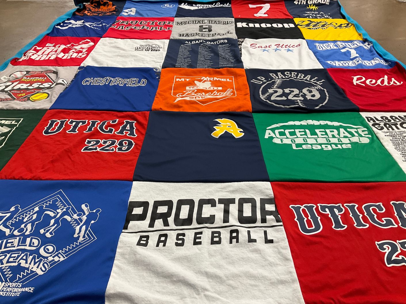 T-shirt quilt featuring utica baseball by Tennille-Lynn from NY
