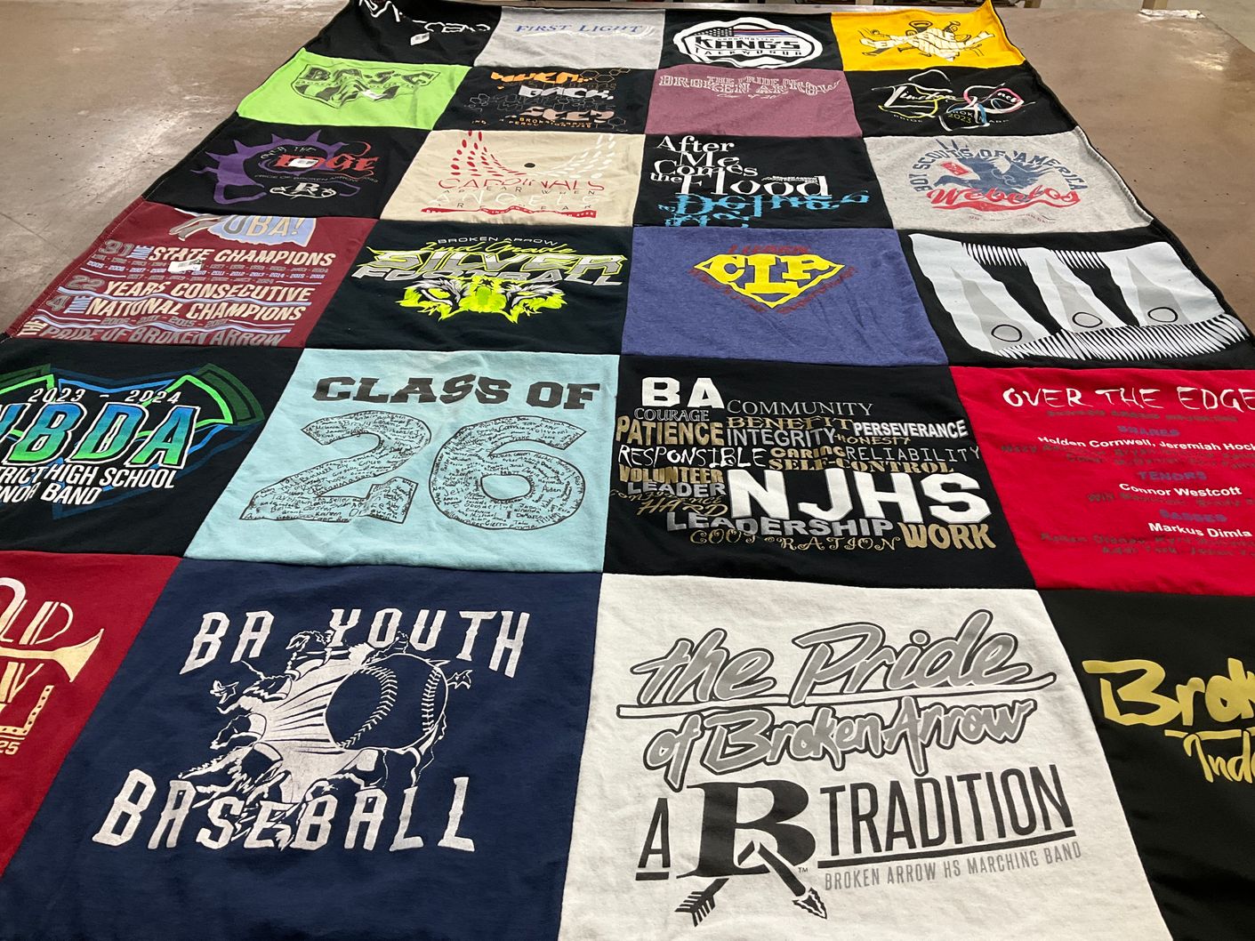 T-shirt quilt featuring broken arrow high school baseball by Jacey from OK