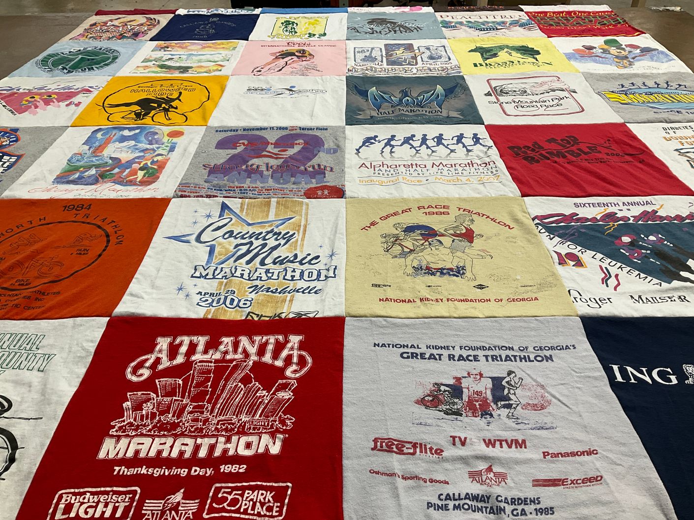 T-shirt quilt with running, marathons themes by Zachary from GA