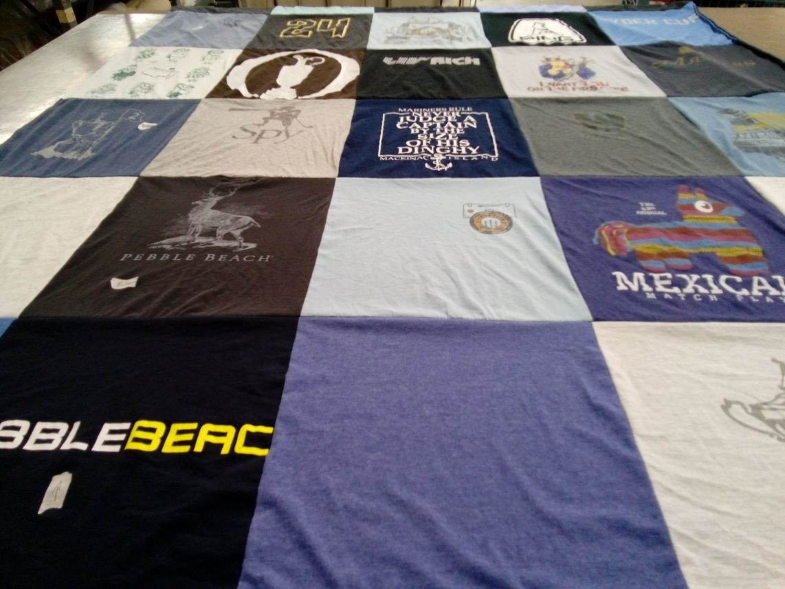 T-shirt quilt with golf, beach themes by Kenneth from FL