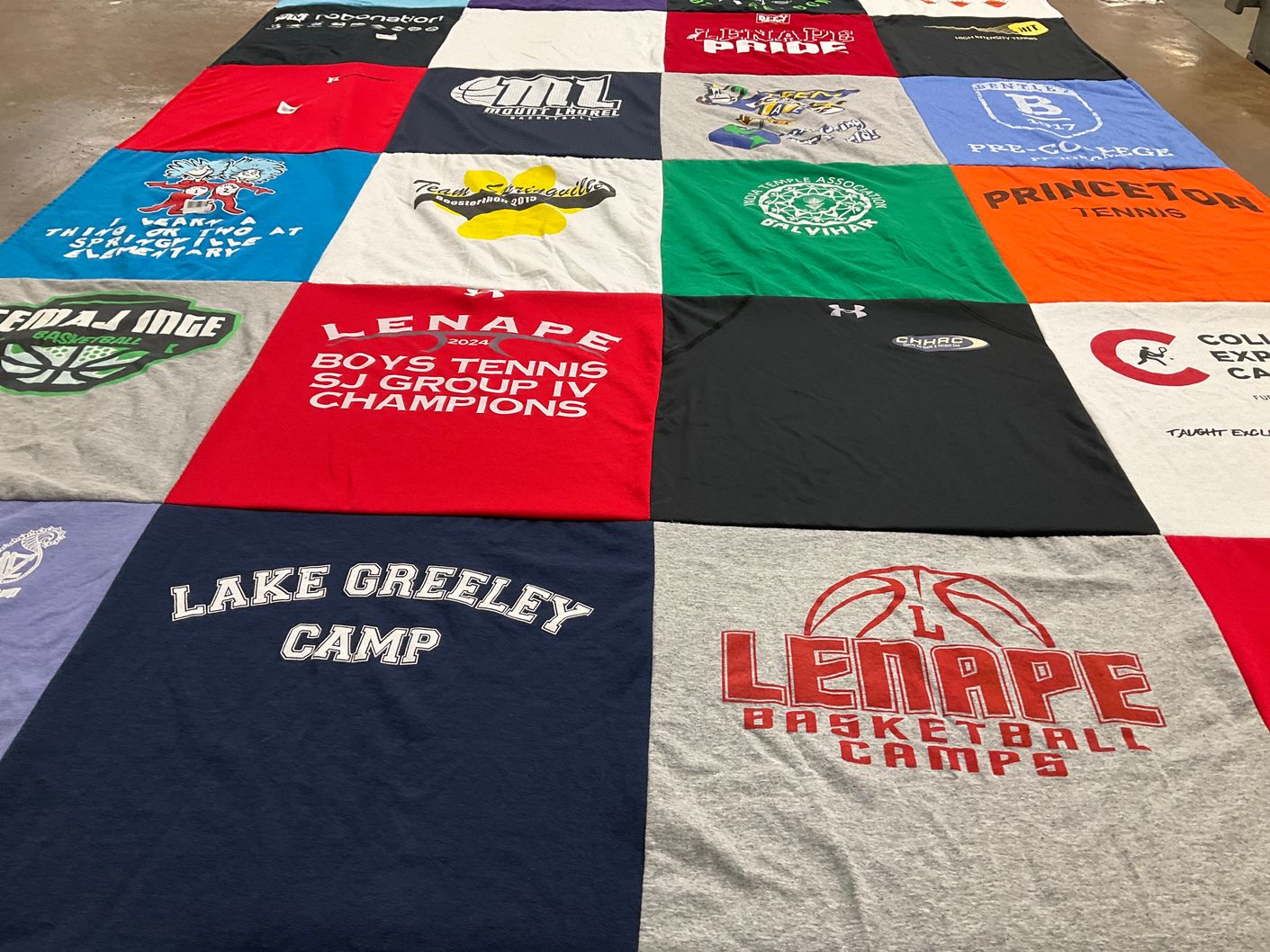 T-shirt quilt featuring lenape basketball team by Sejal from NJ