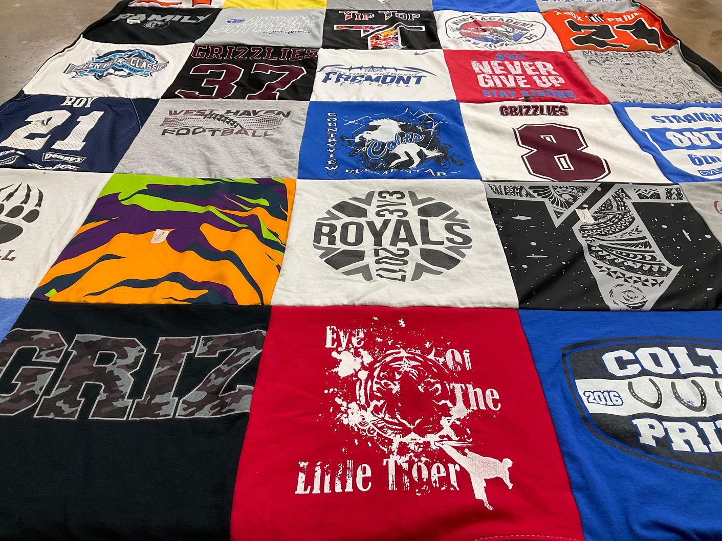 T-shirt quilt featuring grizzlies, colts by Kylee from UT