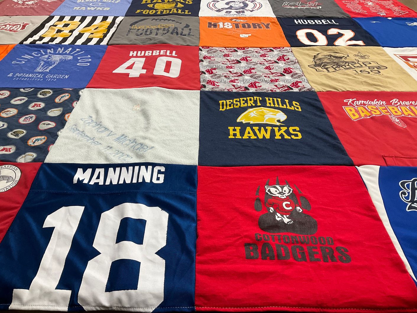 T-shirt quilt from desert hills high school, cottonwood high school by Katie from WA