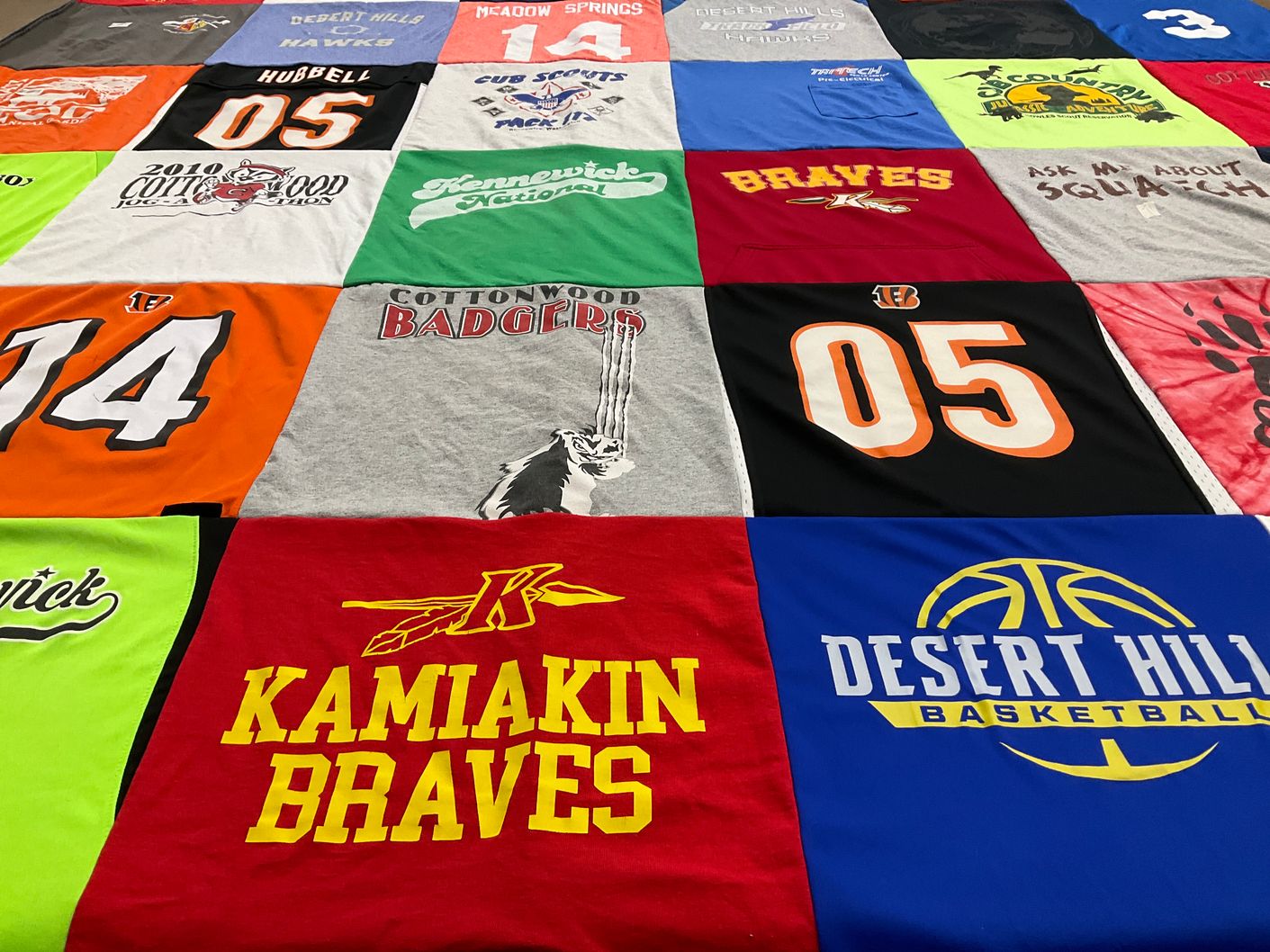 T-shirt quilt featuring kamiakin braves, desert hills basketball by Katie from WA