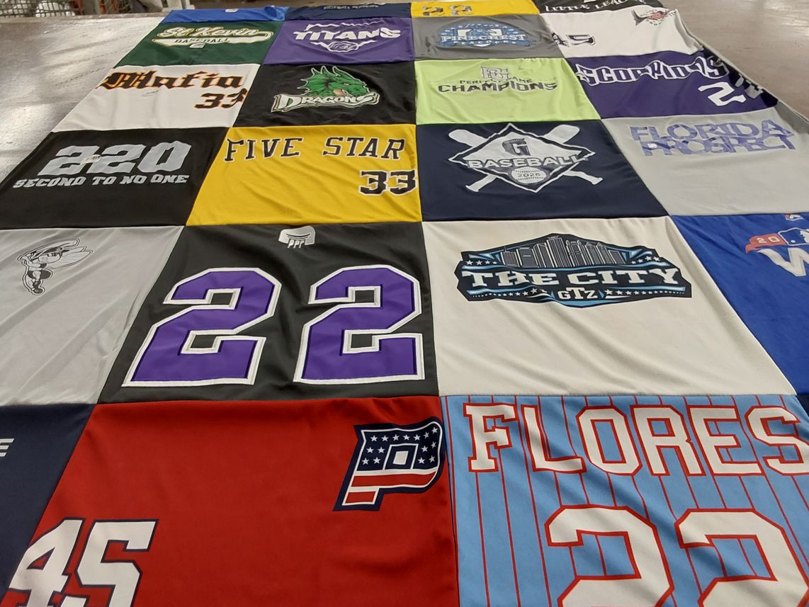 T-shirt quilt with baseball themes by Yasniela from FL