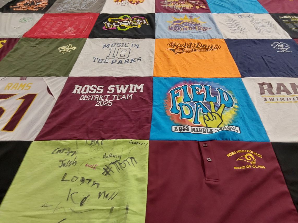 T-shirt quilt featuring ross swim team, ross rams by Braedyn from OH