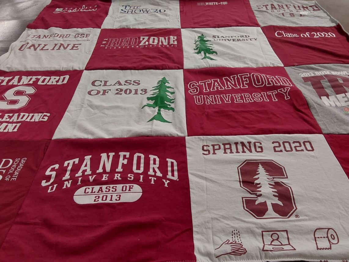 T-shirt quilt from stanford university by Alexandra from CA