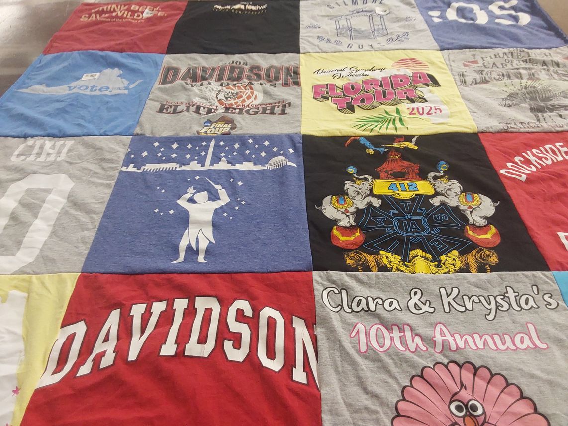 T-shirt quilt from davidson college by Krysta from CA