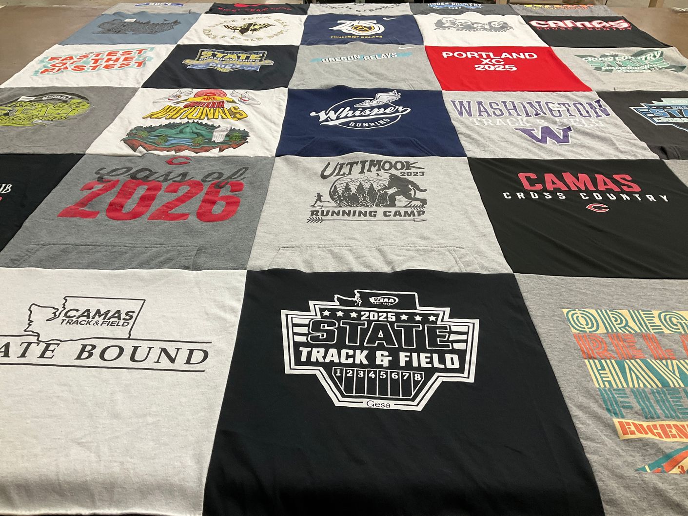 T-shirt quilt featuring camas high school track and field, camas high school cross country by Melissa from WA