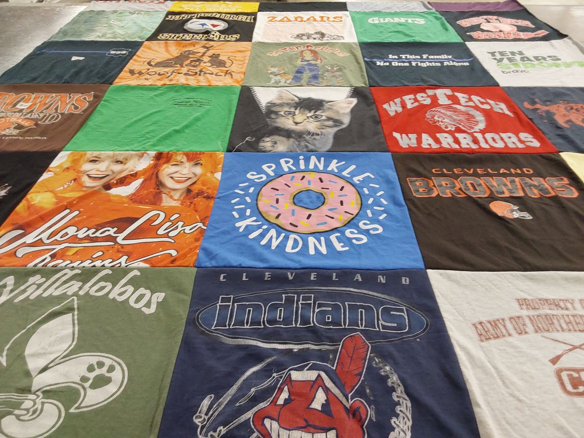 T-shirt quilt featuring cleveland browns, cleveland indians by MaryAnn from PA