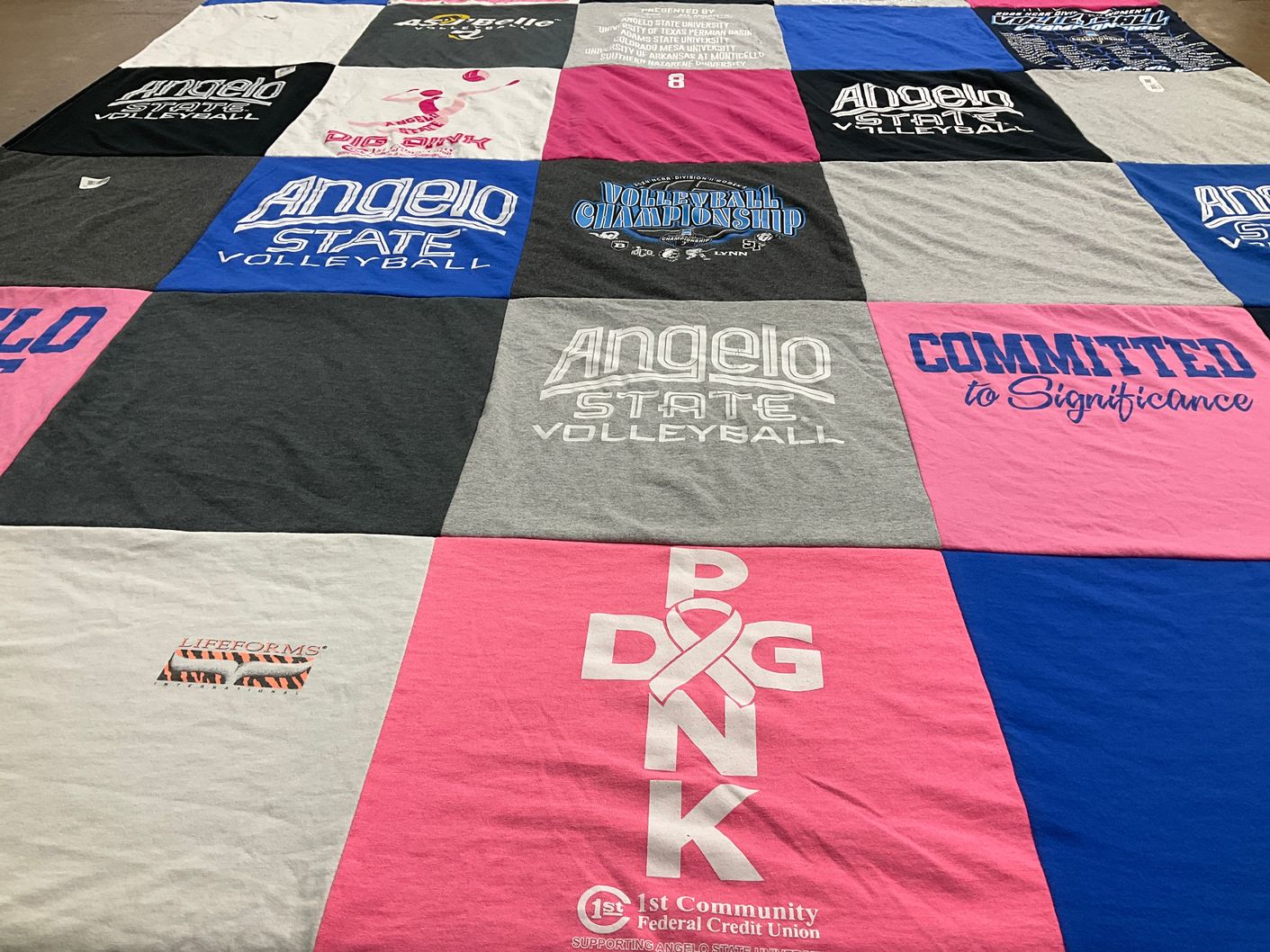 T-shirt quilt from angelo state university by Catherine from TX