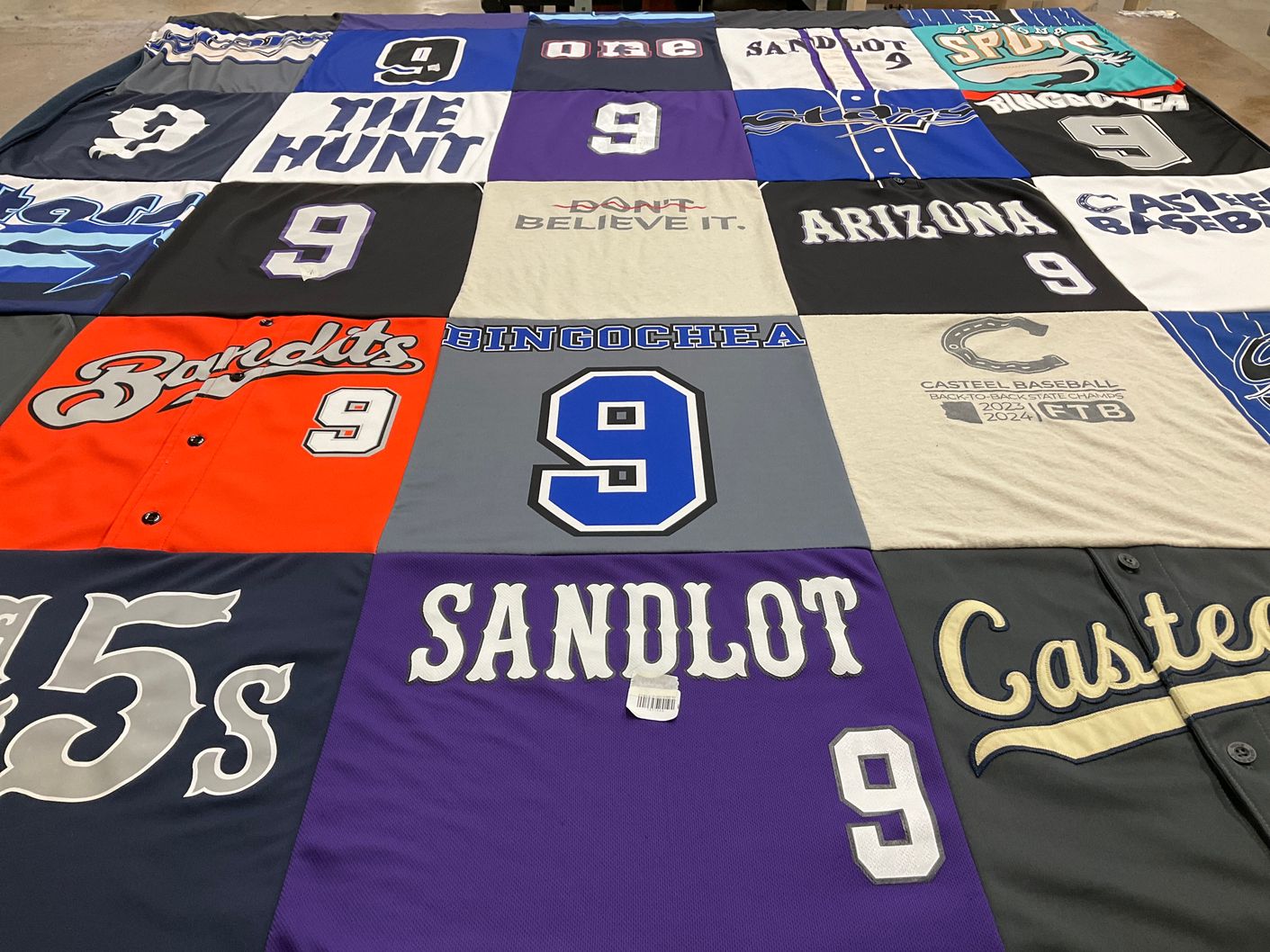 T-shirt quilt with baseball themes by Toni from AZ